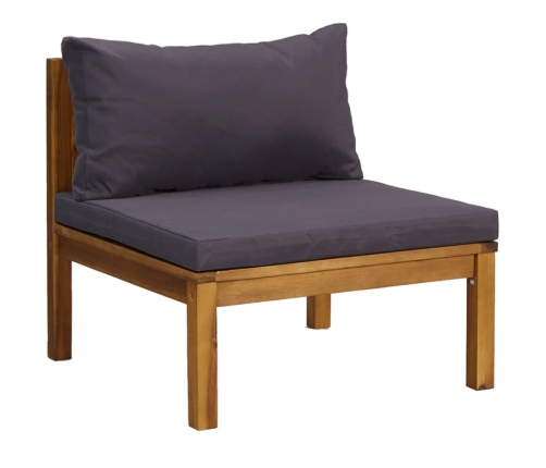 Vidējais Dīvāns Ar Tumši Pelēkiem Matračiem, Akācijas Koks Vidaxl