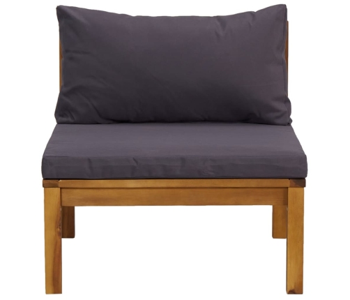 Vidējais Dīvāns Ar Tumši Pelēkiem Matračiem, Akācijas Koks Vidaxl