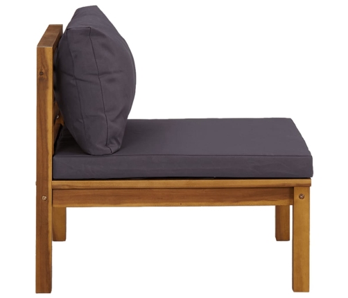 Vidējais Dīvāns Ar Tumši Pelēkiem Matračiem, Akācijas Koks Vidaxl