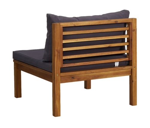 Vidējais Dīvāns Ar Tumši Pelēkiem Matračiem, Akācijas Koks Vidaxl