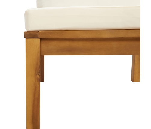 vidaXL vidējais dīvāns ar krēmbaltiem matračiem, akācijas koks