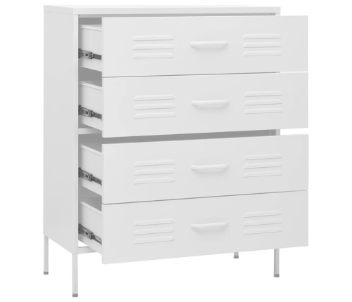 vidaXL skapītis ar atvilktnēm, 80x35x101,5 cm, tērauds, balts