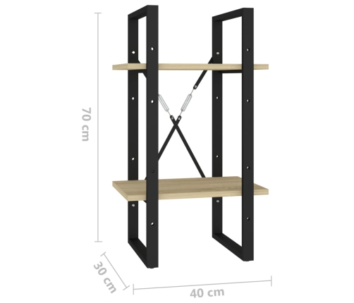 vidaXL 2-līmeņu grāmatu plaukts, ozolkoka 40x30x70cm inženierijas koks
