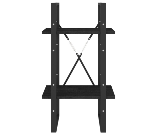 vidaXL 2-līmeņu grāmatu plaukts, melns, 40x30x70 cm, priedes masīvkoks