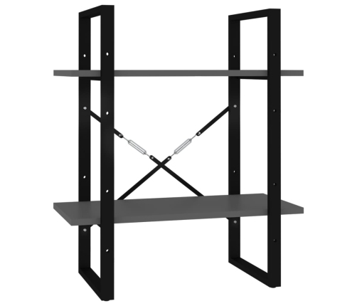 vidaXL 2-līmeņu grāmatu plaukts, pelēks, 60x30x70cm, inženierijas koks