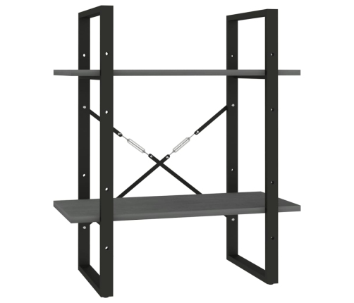 vidaXL 2-līmeņu grāmatu plaukts, pelēks, 60x30x70cm, priedes masīvkoks
