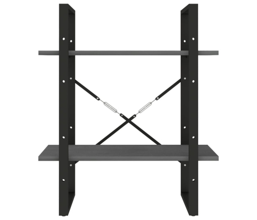 vidaXL 2-līmeņu grāmatu plaukts, pelēks, 60x30x70cm, priedes masīvkoks