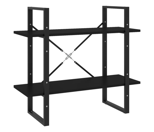 vidaXL 2-līmeņu grāmatu plaukts, melns, 80x30x70 cm, inženierijas koks