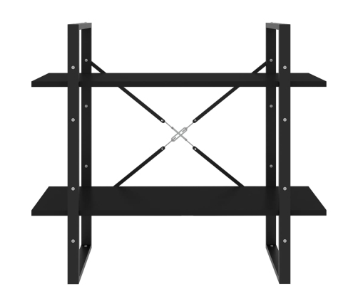 vidaXL 2-līmeņu grāmatu plaukts, melns, 80x30x70 cm, inženierijas koks