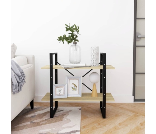 vidaXL 2-līmeņu grāmatu plaukts, ozolkoka 80x30x70cm inženierijas koks