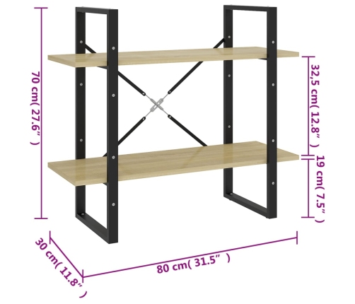 vidaXL 2-līmeņu grāmatu plaukts, ozolkoka 80x30x70cm inženierijas koks