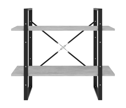 vidaXL 2-līmeņu grāmatu plaukts, pelēks, 80x30x70cm, inženierijas koks