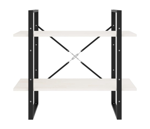 vidaXL 2-līmeņu grāmatu plaukts, balts, 80x30x70 cm, priedes masīvkoks