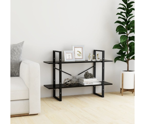 vidaXL 2-līmeņu grāmatu plaukts, melns, 100x30x70cm, inženierijas koks