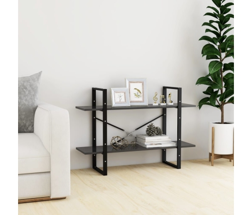 vidaXL 2-līmeņu grāmatu plaukts, pelēks, 100x30x70cm inženierijas koks