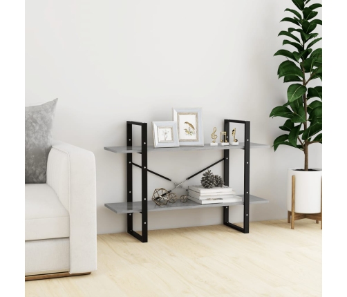 vidaXL 2-līmeņu grāmatu plaukts, pelēks, 100x30x70cm inženierijas koks