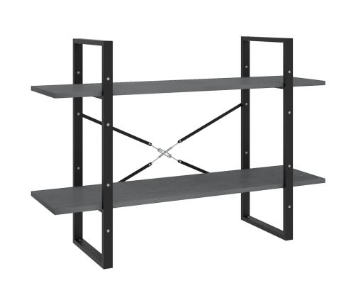 vidaXL 2-līmeņu grāmatu plaukts, pelēks, 100x30x70 cm, priedes koks