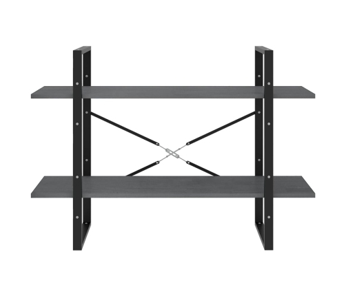vidaXL 2-līmeņu grāmatu plaukts, pelēks, 100x30x70 cm, priedes koks
