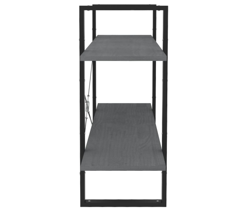 vidaXL 2-līmeņu grāmatu plaukts, pelēks, 100x30x70 cm, priedes koks