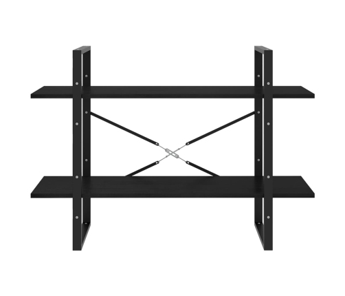 vidaXL 2-līmeņu grāmatu plaukts, melns, 100x30x70 cm, priedes koks