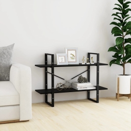 2-Līmeņu Grāmatu Plaukts, Melns, 100X30X70 Cm, Priedes Koks Vidaxl