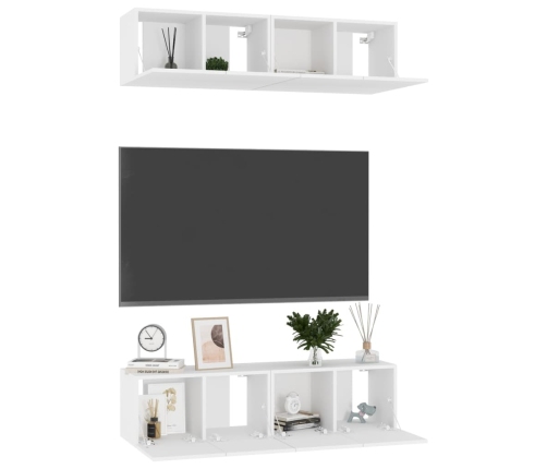 vidaXL TV plaukti, 4 gab., balti, 60x30x30 cm, inženierijas koks