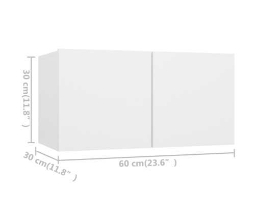 vidaXL TV plaukti, 4 gab., balti, 60x30x30 cm, inženierijas koks