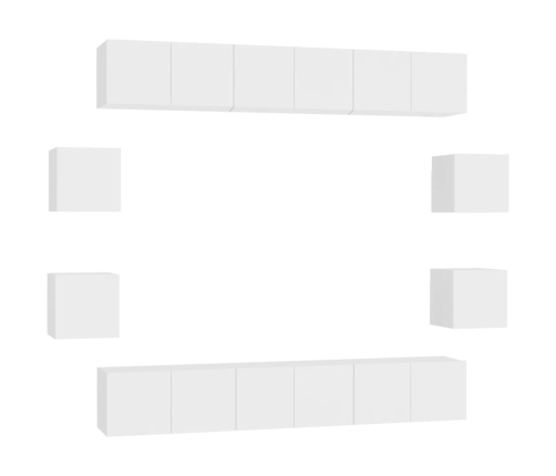 10-Daļīgs Tv Plauktu Komplekts, Balts, Inženierijas Koks Vidaxl