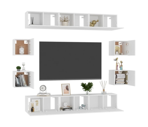 10-Daļīgs Tv Plauktu Komplekts, Balts, Inženierijas Koks Vidaxl
