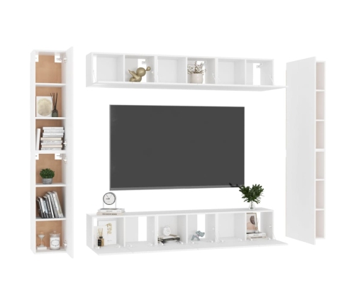 10-Daļīgs Tv Plauktu Komplekts, Balts, Inženierijas Koks Vidaxl