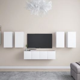 vidaXL 6-daļīgs TV plauktu komplekts, balts, inženierijas koks