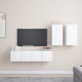 vidaXL 4-daļīgs TV plauktu komplekts, balts, inženierijas koks
