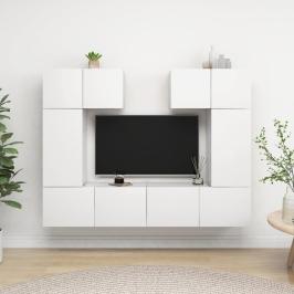 vidaXL 6-daļīgs TV skapīšu komplekts, balts, inženierijas koks