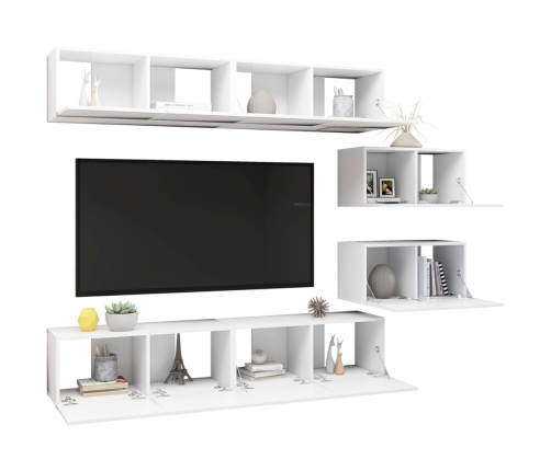 vidaXL 6-daļīgs TV skapīšu komplekts, balts, inženierijas koks