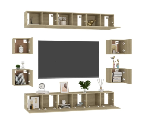 10-Daļīgs Tv Skapīšu Komplekts Ozolkoka Krāsa Inženierijas Koks Vidaxl