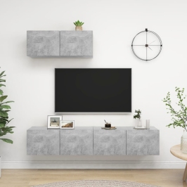 Tv Plaukti, 3 Gab., Betona Pelēki, Inženierijas Koks Vidaxl Tv Plaukti, 3 Gab., Betona Pelēki, Inženierijas Koks Vidaxl
