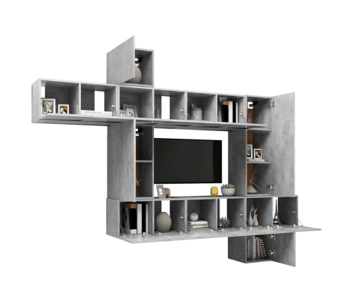 vidaXL 10-daļīgs TV skapīšu komplekts, betona pelēks inženierijas koks