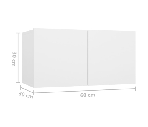 vidaXL TV skapīši, 2 gab., balti, 60x30x30 cm