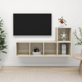 2-Daļīgs Tv Plauktu Komplekts, Ozolkoka Krāsa Inženierijas Koks Vidaxl