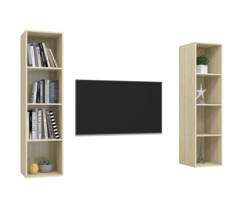 vidaXL sienas TV plaukti, 2 gab., ozolkoka krāsa, inženierijas koks