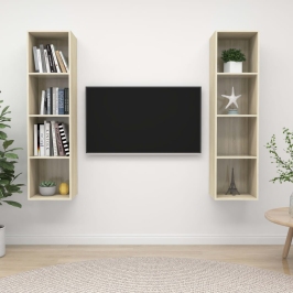 Sienas Tv Plaukti, 2 Gab., Ozolkoka Krāsa, Inženierijas Koks Vidaxl