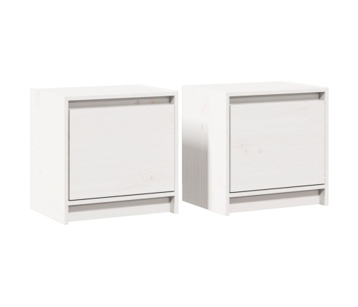 vidaXL naktsgaldiņi, 2 gab., balti, 40x30,5x40 cm, priedes masīvkoks