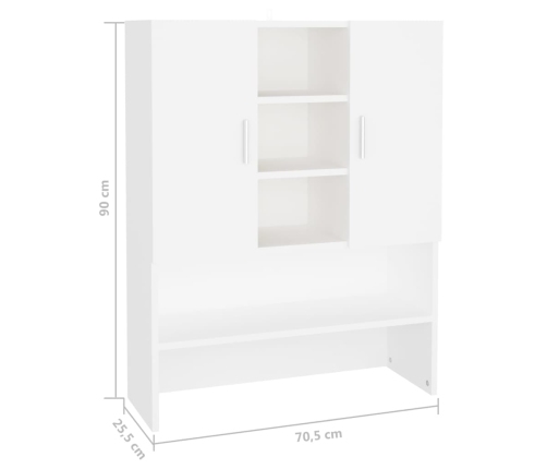 vidaXL veļasmašīnas skapītis, 70,5x25,5x90 cm, balts