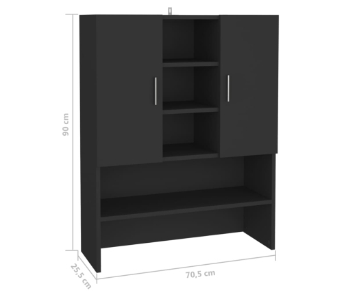 vidaXL veļasmašīnas skapītis, 70,5x25,5x90 cm, melns