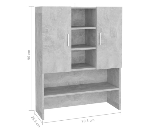 vidaXL veļasmašīnas skapītis, 70,5x25,5x90 cm, betona pelēks