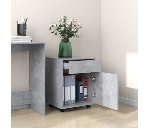 vidaXL skapītis ar riteņiem betona pelēks 45x38x54cm inženierijas koks