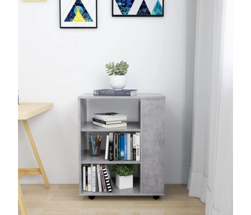 vidaXL plaukts ar riteņiem, betona pelēks 60x35x75cm inženierijas koks