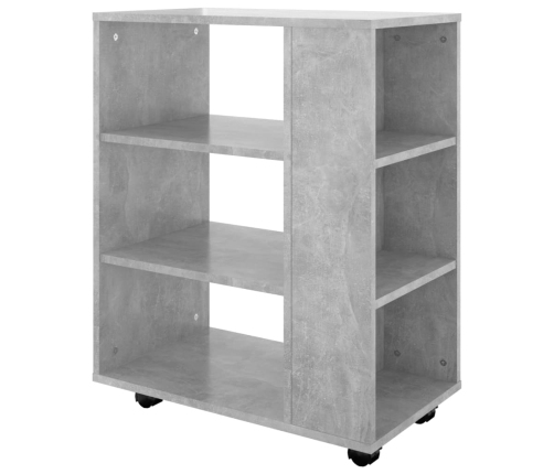vidaXL plaukts ar riteņiem, betona pelēks 60x35x75cm inženierijas koks
