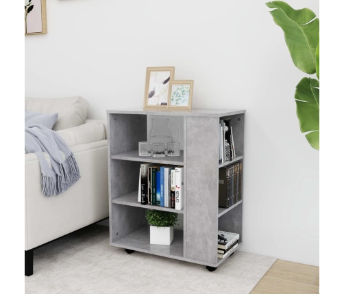 vidaXL plaukts ar riteņiem, betona pelēks 60x35x75cm inženierijas koks