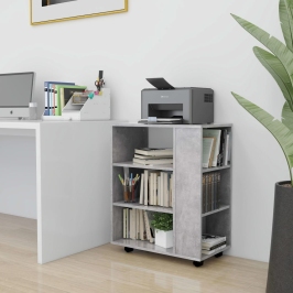 Plaukts Ar Riteņiem, Betona Pelēks 60X35X75Cm Inženierijas Koks Vidaxl